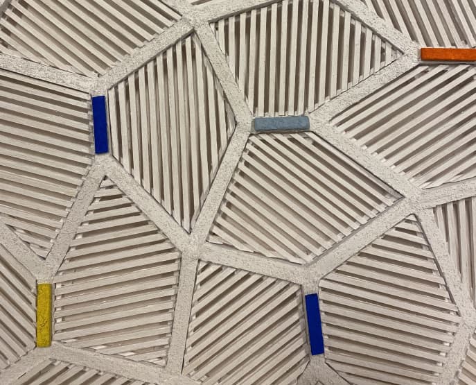 All brightly coloured slats placed